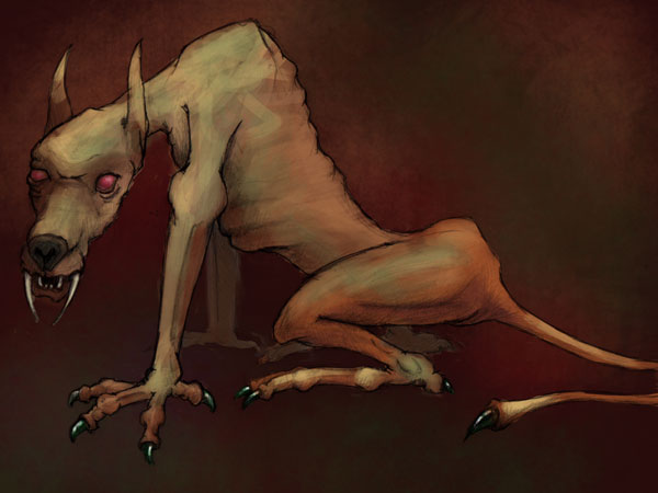Painting of an evil looking dolike creature